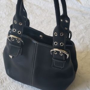 Tignanello black pebble leather handbag